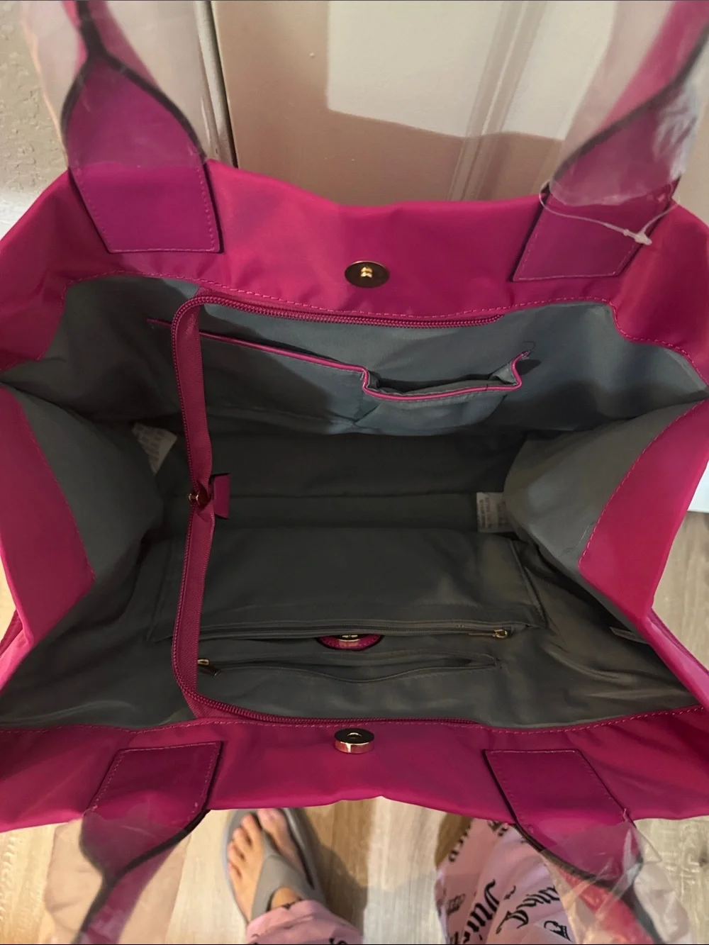 Tory Burch Bright Pink Logo Tote
